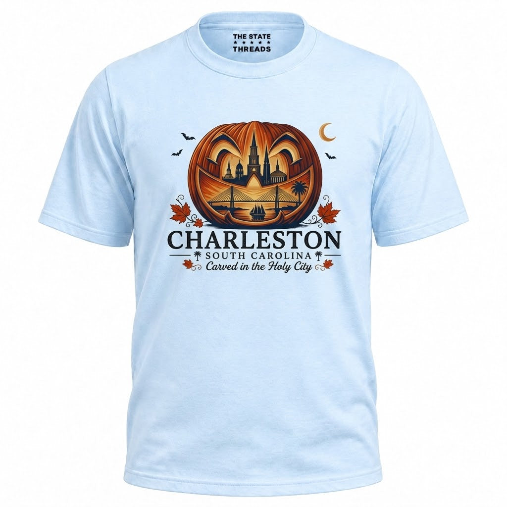 South Carolina Charleston Carved Pumpkin Skyline Halloween Shirt