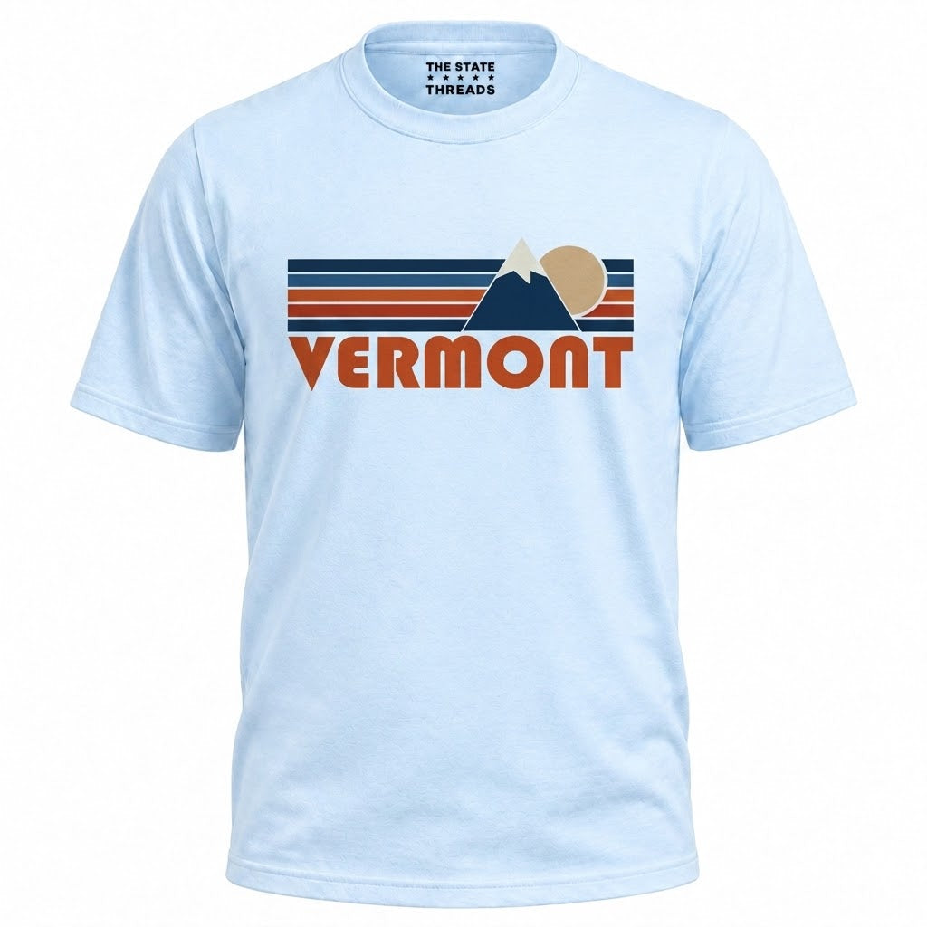 Vermont Green Mountain Retro Sunset Mountain Adventure Shirt