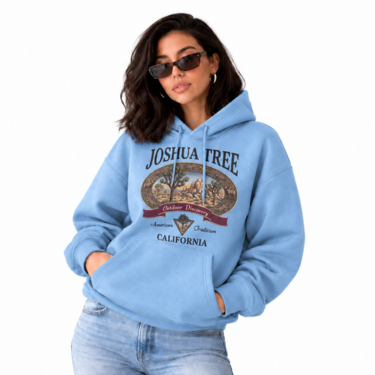 Joshua Tree California Outdoor Discovery Vintage Badge Hoodie