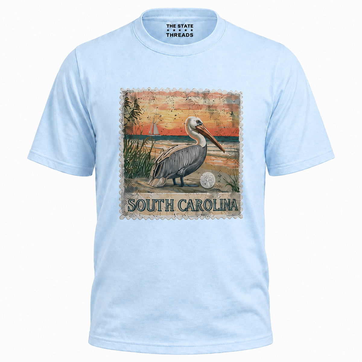 South Carolina Vintage Pelican Beach Stamp Shirt