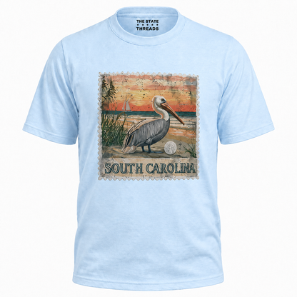 South Carolina Vintage Pelican Beach Stamp Shirt