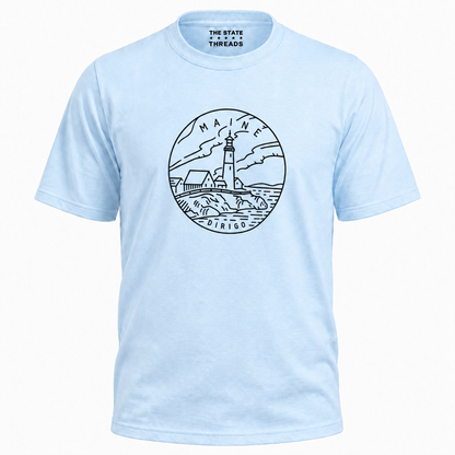 Maine Lighthouse Coastal Line Art Shirt