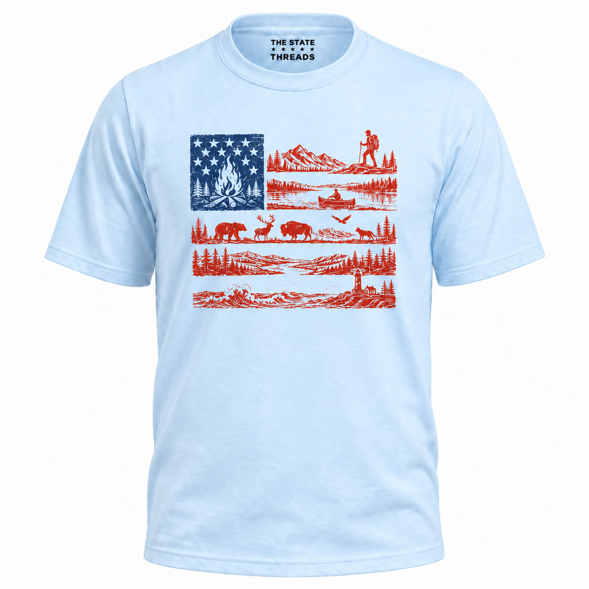 America Flag National Park Outdoor Wildlife Graphic Shirt