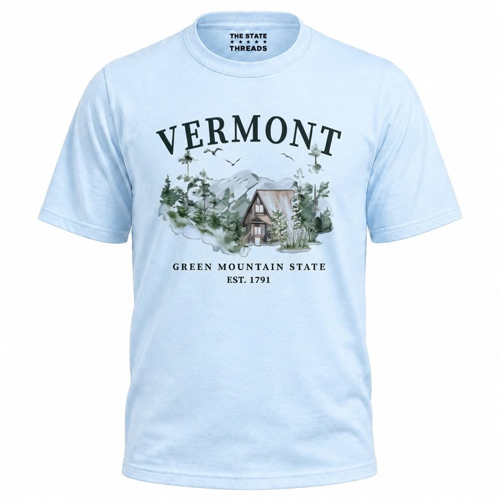 Vermont Green Mountain State A-Frame Cabin Nature Shirt
