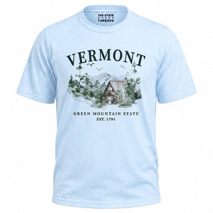 Vermont Green Mountain State A-Frame Cabin Nature Shirt