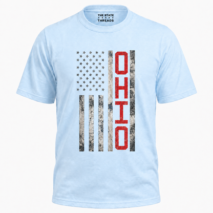Ohio American Flag Patriotic Distressed State Shirt