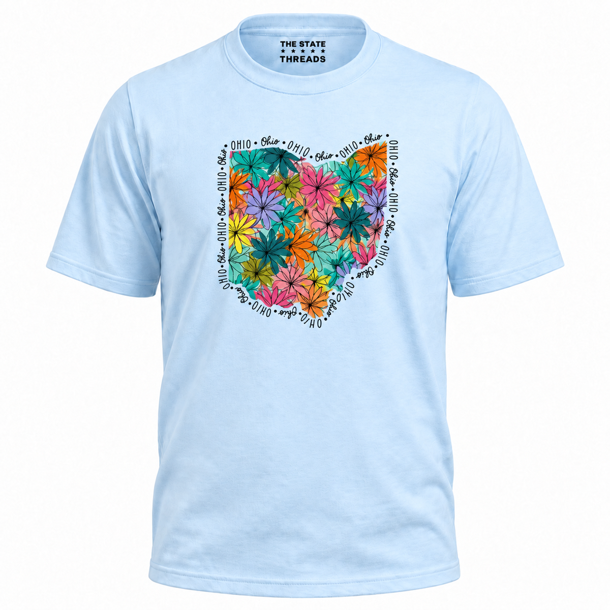 Ohio Floral State Outline Colorful Botanical Shirt
