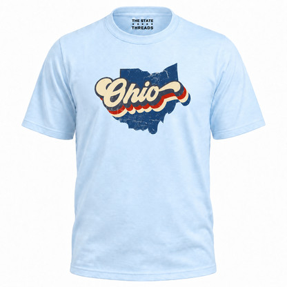 Ohio Vintage State Map Retro Stripes Pride Shirt