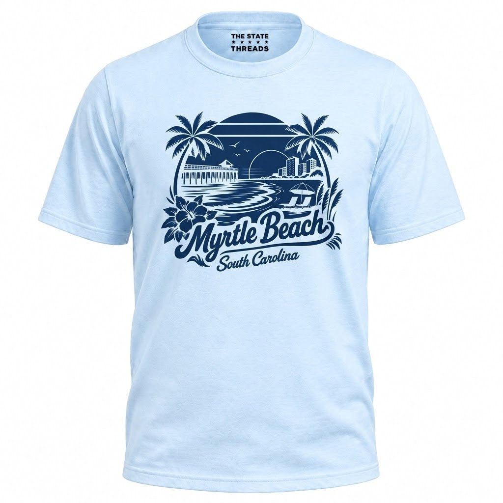 South Carolina Myrtle Beach Retro Coastal Sunset Graphic Shirt