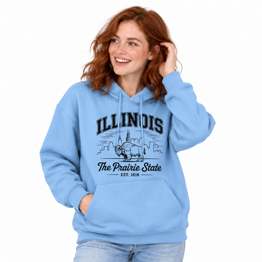 Illinois The Prairie State Bison Est 1818 Hoodie