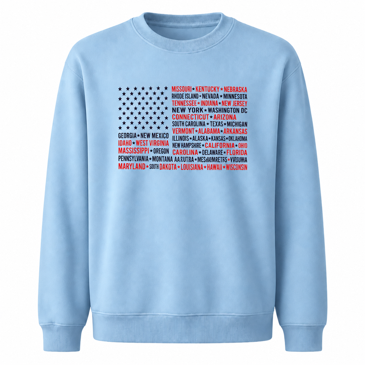 America State Names Typography Flag Sweatshirt
