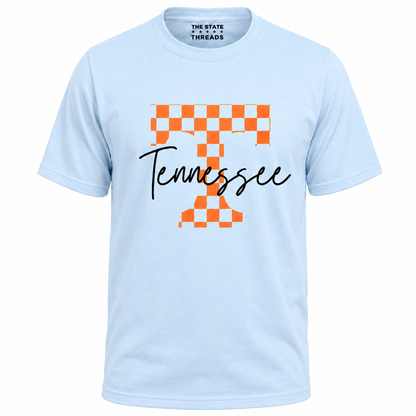 Tennessee Checkerboard Letter T Vintage Script Shirt