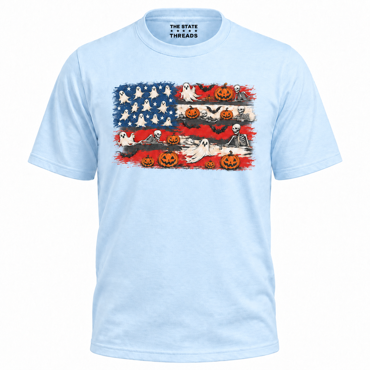 America Halloween Flag Spooky Ghost Pumpkin Shirt
