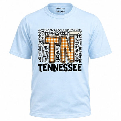 Tennessee Orange Checkerboard TN Typography Shirt
