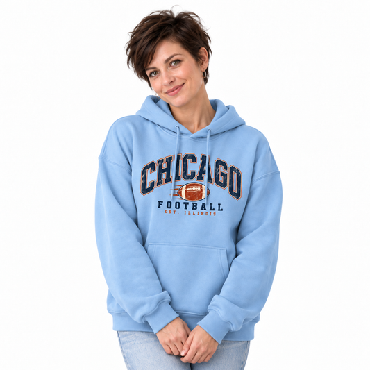 Chicago Football Vintage Retro Blue Hoodie