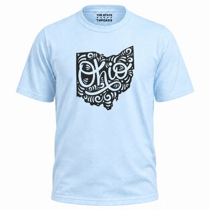 Ohio State Map Mandala Swirl Typography Shirt