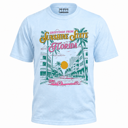 Florida Sunshine State Greetings Retro Palm Trees Beach Shirt