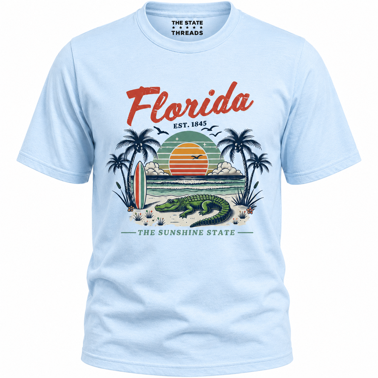 Florida Sunshine State Alligator Retro Sunset Beach Shirt