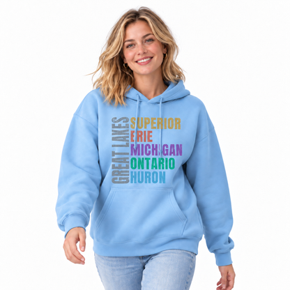 Great Lakes Superior Erie Michigan Ontario Huron Hoodie