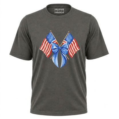 America Crossed Flags Coquette Bow Independence Day Shirt