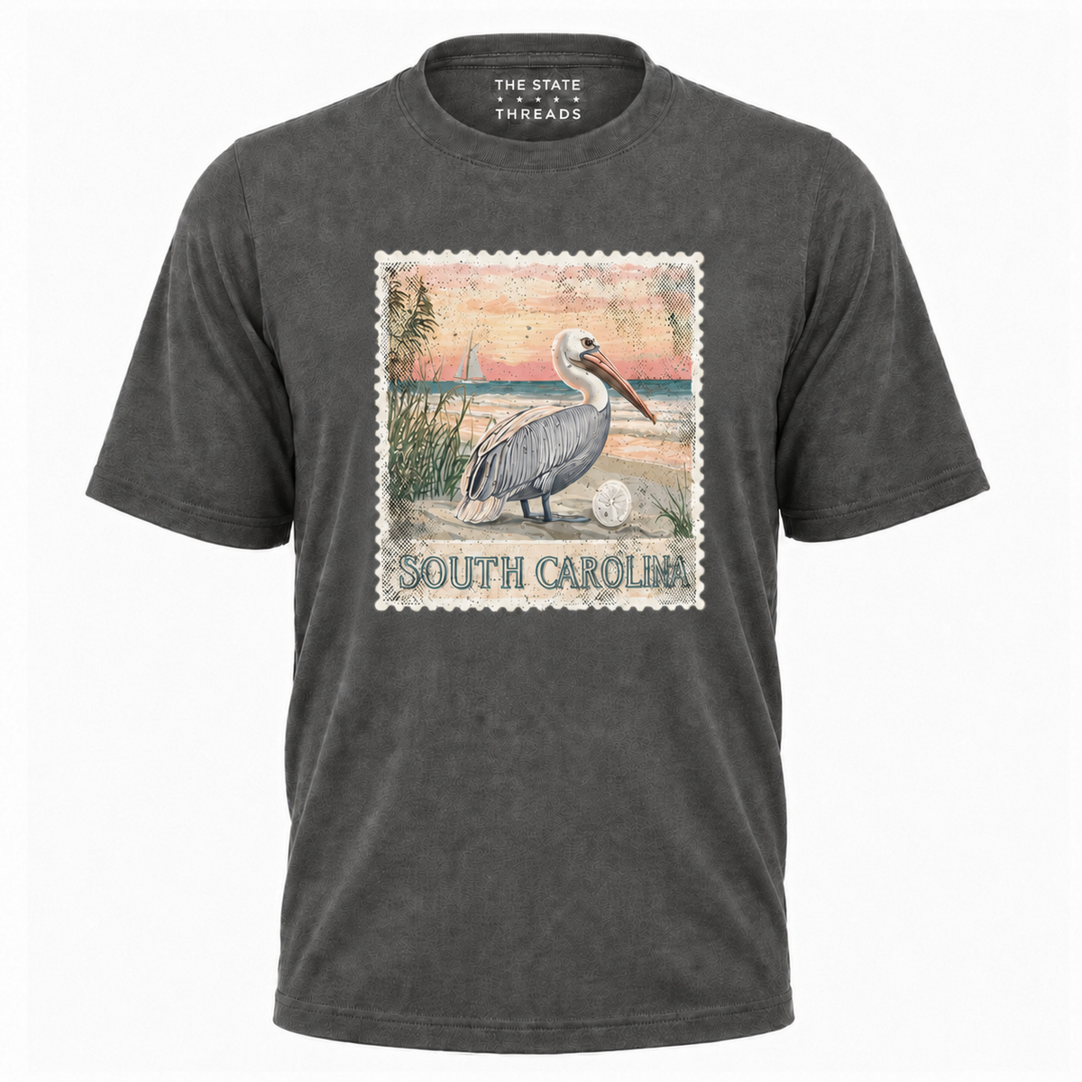 South Carolina Vintage Pelican Beach Stamp Shirt