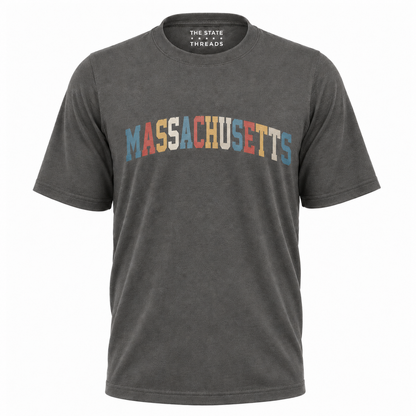 Massachusetts Retro Colorful Arch Typography Shirt