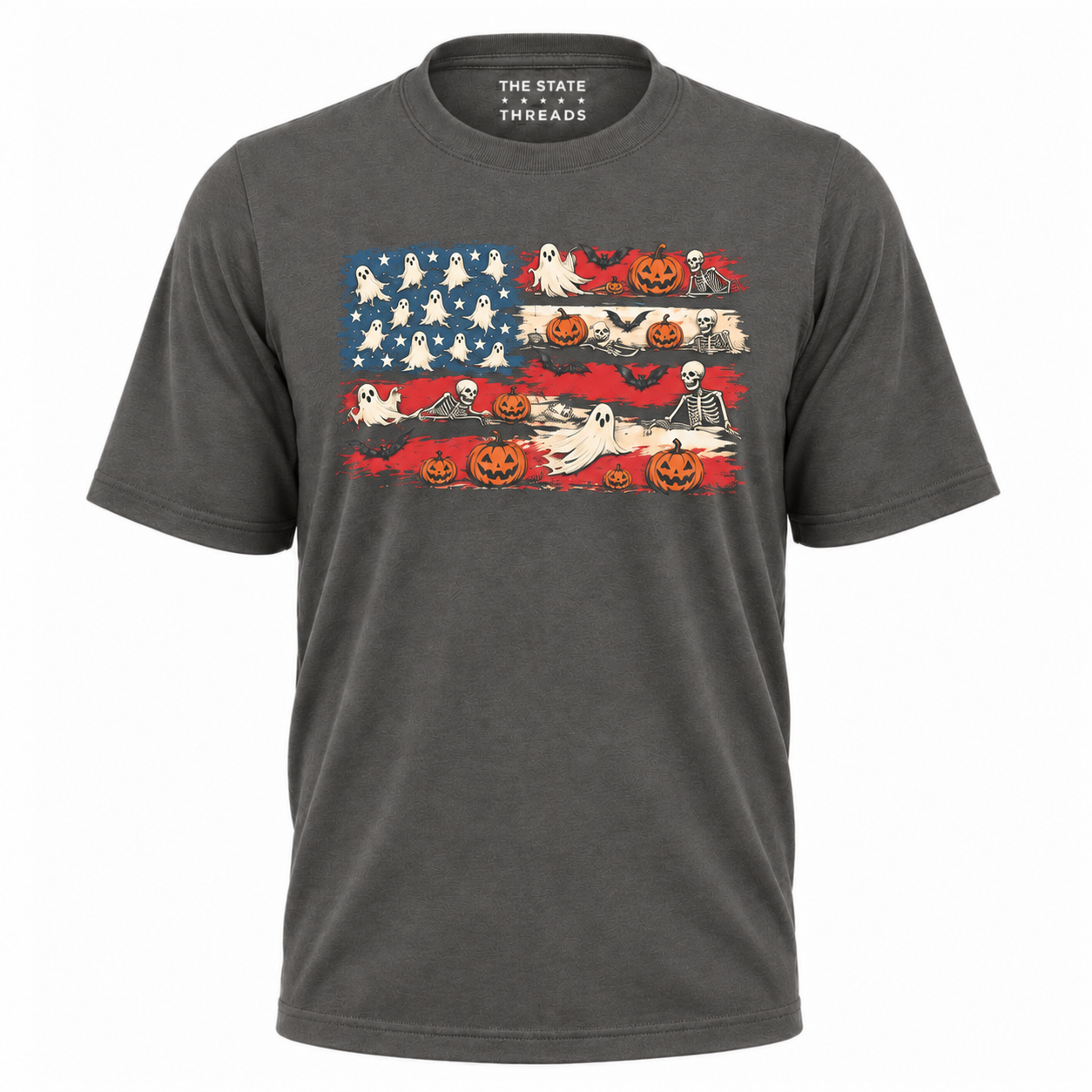America Halloween Flag Spooky Ghost Pumpkin Shirt