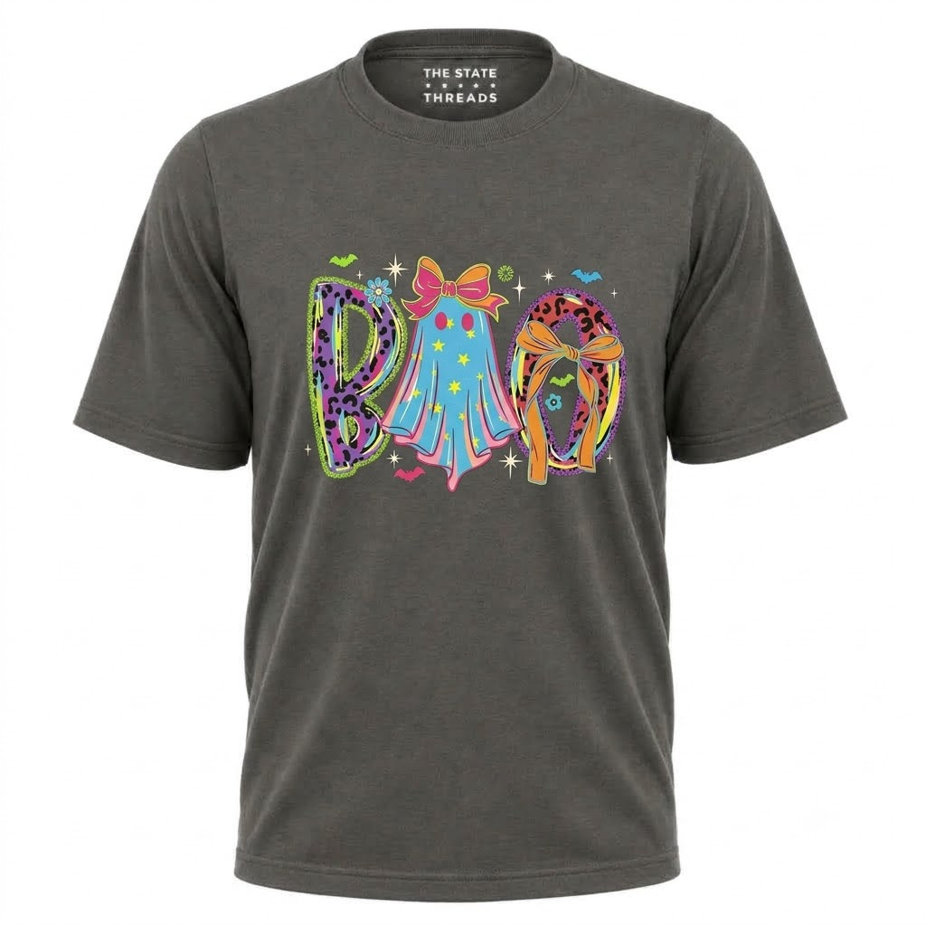 America Coquette Ghost Boo Neon Leopard Halloween Shirt