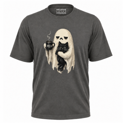 America Ghost Black Cat Coffee Halloween Spooky Shirt