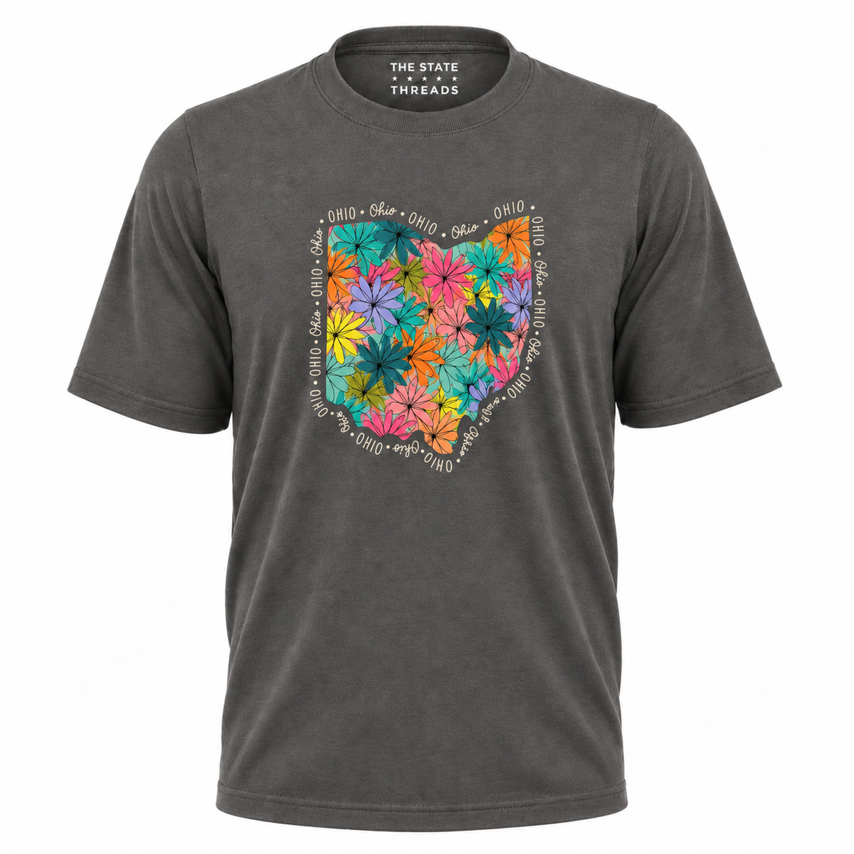 Ohio Floral State Outline Colorful Botanical Shirt