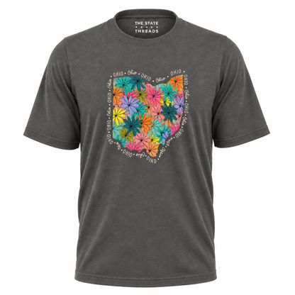 Ohio Floral State Outline Colorful Botanical Shirt