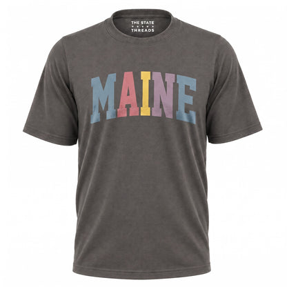 Maine Retro Pastel Varsity Lettering Shirt