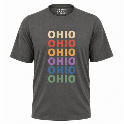 Retro Ohio Colorful Stacked Typography State Shirt