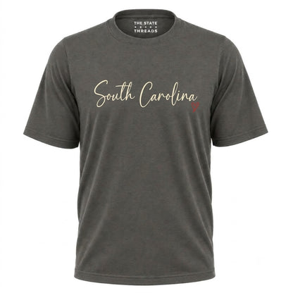South Carolina Cursive Script Red Heart Graphic Shirt