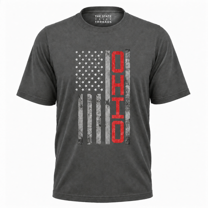 Ohio American Flag Patriotic Distressed State Shirt