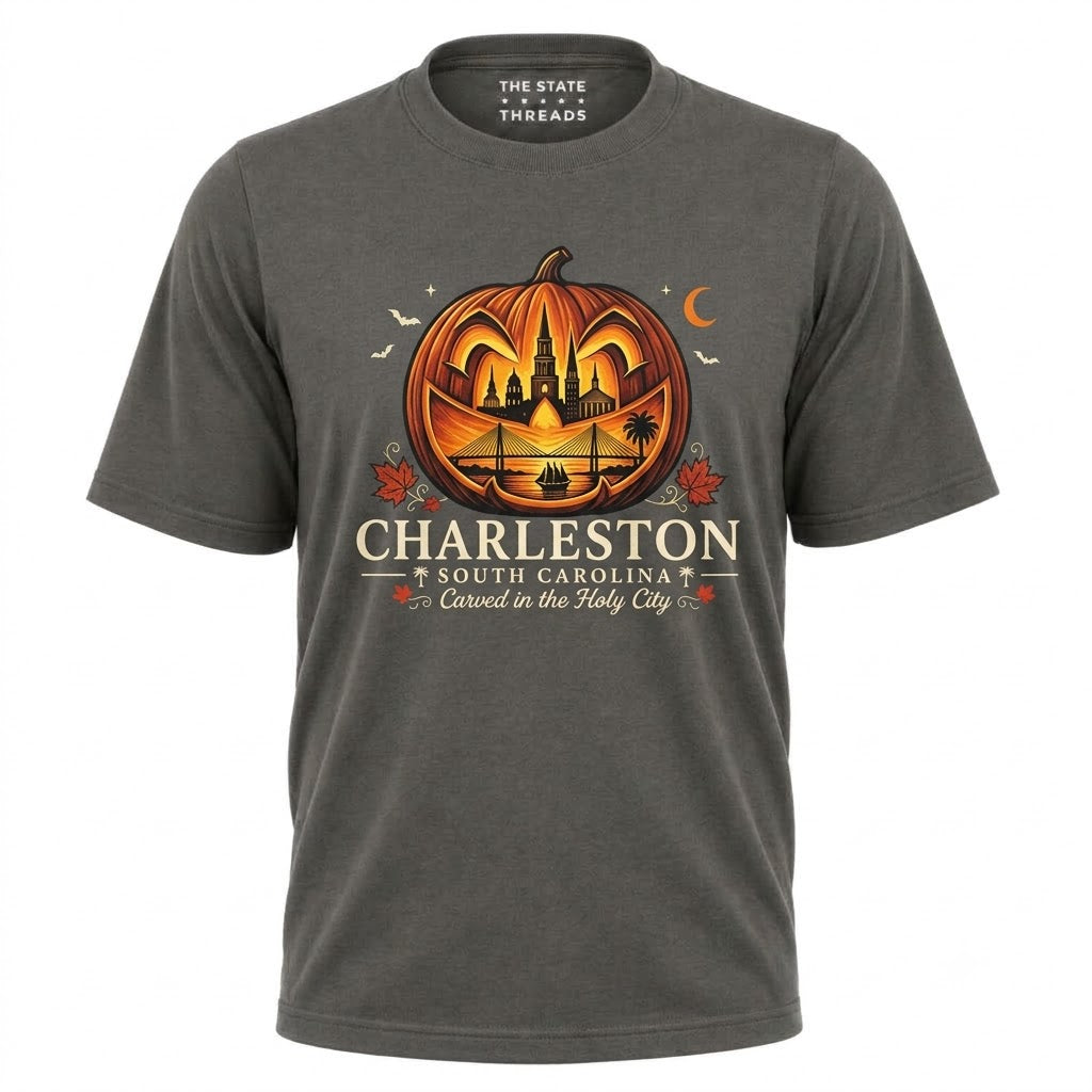South Carolina Charleston Carved Pumpkin Skyline Halloween Shirt