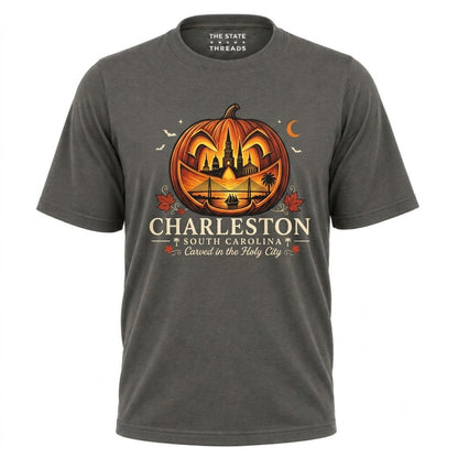 South Carolina Charleston Carved Pumpkin Skyline Halloween Shirt