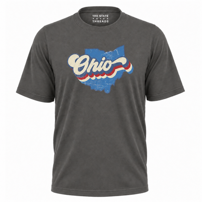 Ohio Vintage State Map Retro Stripes Pride Shirt