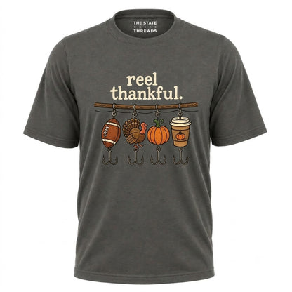 America Reel Thankful Thanksgiving Fishing Graphic Shirt