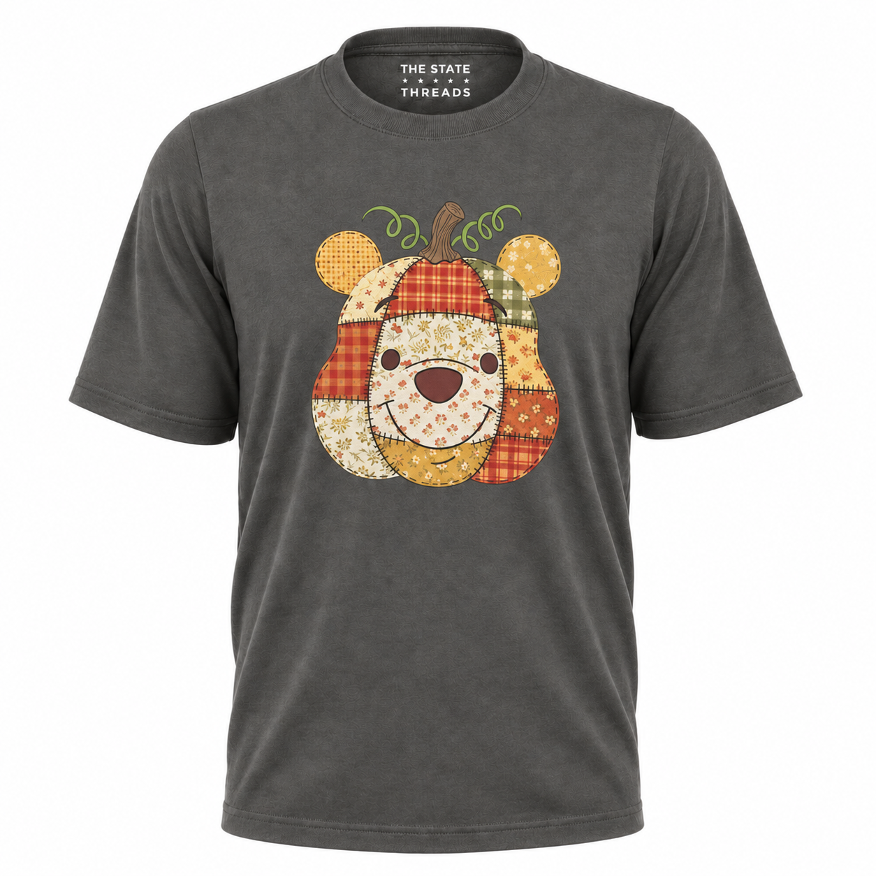 America Autumn Bear Patchwork Pumpkin Graphic Shirt