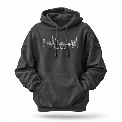 New York Minimalist Skyline Script Hoodie