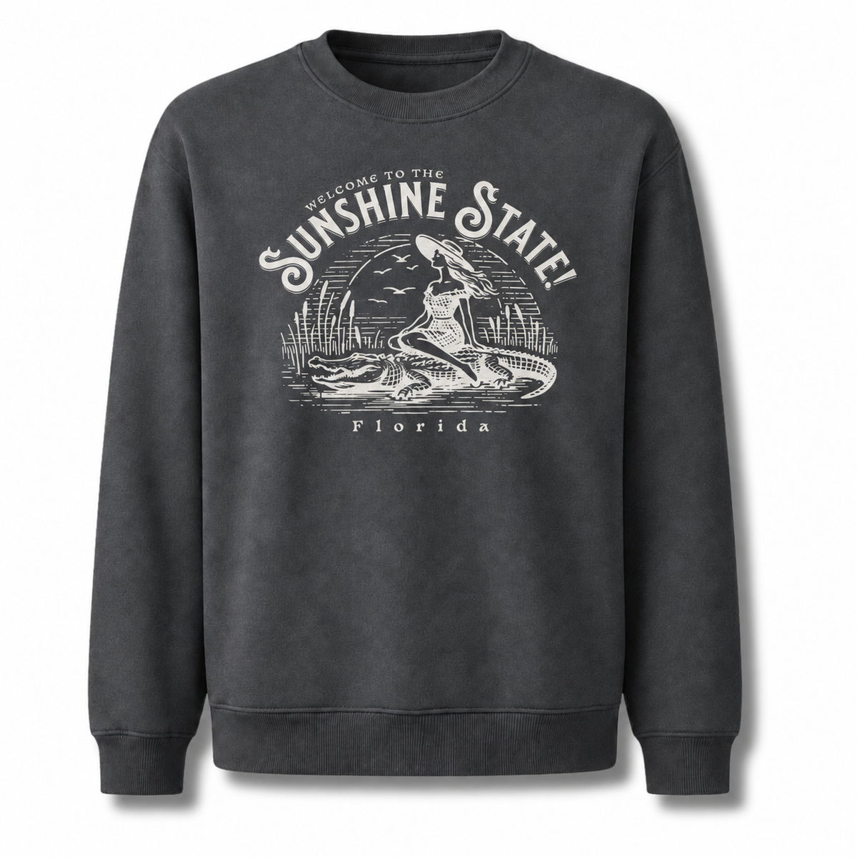 Welcome to Florida Sunshine State Alligator Sweatshirt - Dark Heather