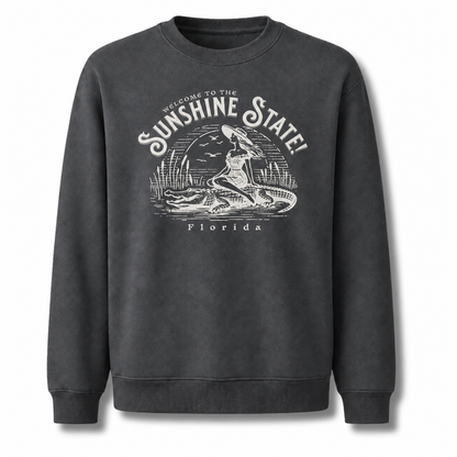 Welcome to Florida Sunshine State Alligator Sweatshirt - Dark Heather