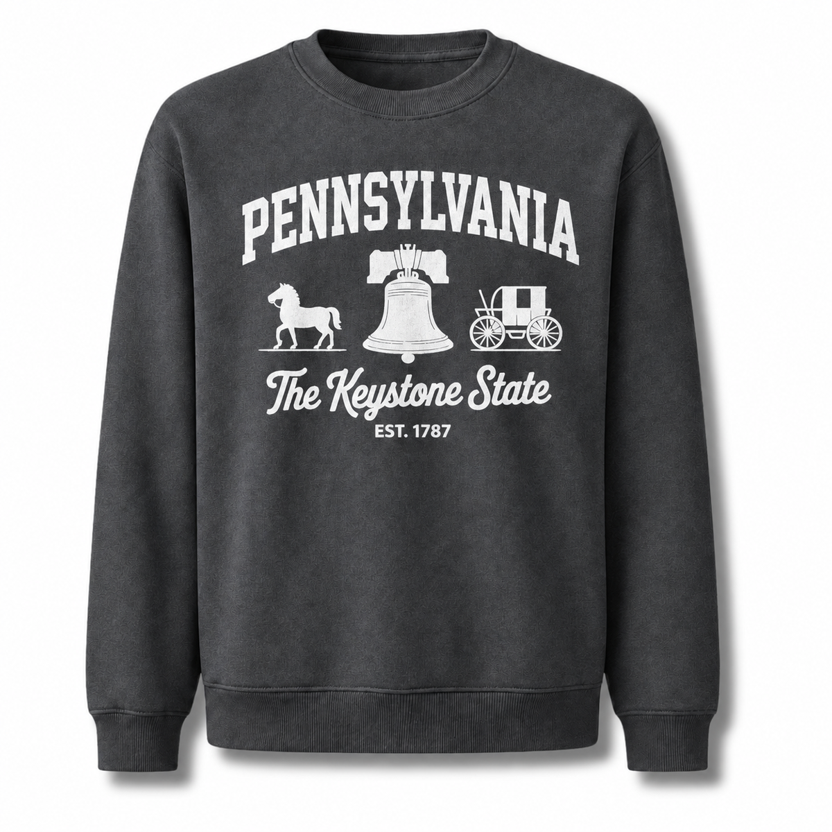 Pennsylvania Keystone State Historic Crest Vintage Sweatshirt - Dark Heather