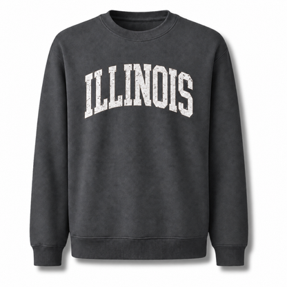 Illinois Bold Collegiate Arched Varsity Vintage Sweatshirt - Dark Heather