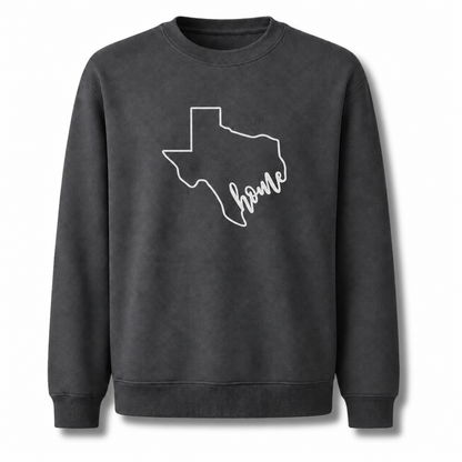 Texas Home State Pride Heart Rustic Vintage Sweatshirt - Dark Heather