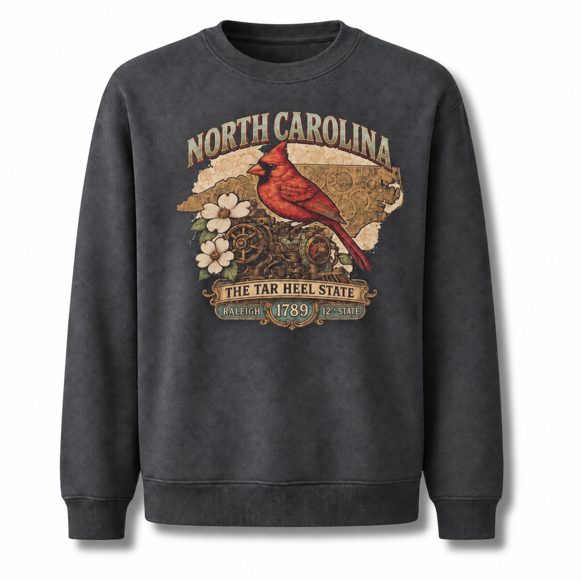 North Carolina Vintage Heritage State Pride Crest Sweatshirt - Dark Heather