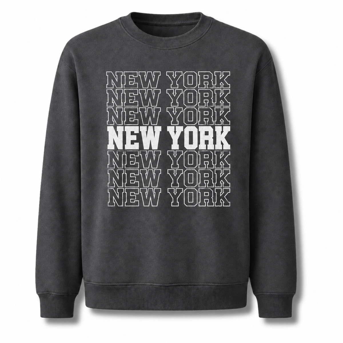 New York Arched Varsity Collegiate Retro Athletic Sweatshirt - Dark Heather