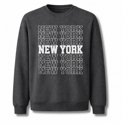New York Arched Varsity Collegiate Retro Athletic Sweatshirt - Dark Heather