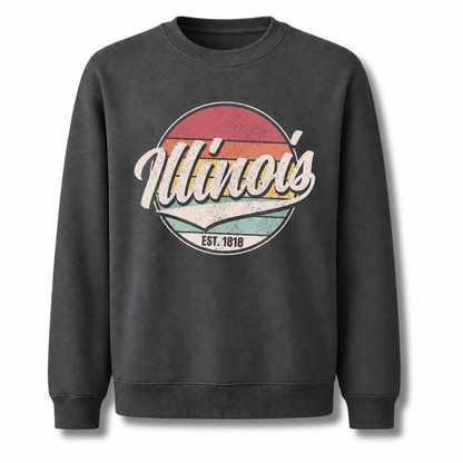 Illinois Prairie State Vintage Heritage Emblem Sweatshirt - Dark Heather
